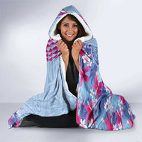 Hawaiian Tribal Manta Ray Hooded Blanket Kakau Tattoo and Flowers Surfing Waves Pattern Soft Color LT03 - Polynesian Pride