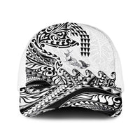 Hawaiian Tribal Manta Ray Baseball Net Cap Kakau Tattoo and Polynesian Art Motif Pattern