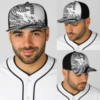 Hawaiian Tribal Manta Ray Baseball Net Cap Kakau Tattoo and Polynesian Art Motif Pattern