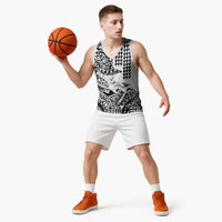 Hawaiian Tribal Manta Ray Basketball Jersey Kakau Tattoo and Polynesian Art Motif Pattern