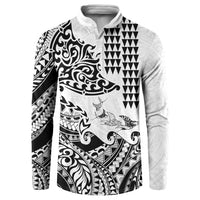 Hawaiian Tribal Manta Ray Button Sweatshirt Kakau Tattoo and Polynesian Art Motif Pattern LT03 Multicolor - Polynesian Pride