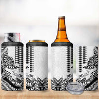 Hawaiian Tribal Manta Ray 4 in 1 Can Cooler Tumbler Kakau Tattoo and Polynesian Art Motif Pattern