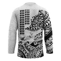Hawaiian Tribal Manta Ray Hockey Jersey Kakau Tattoo and Polynesian Art Motif Pattern