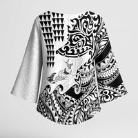 Hawaiian Tribal Manta Ray Kimono Sleeve Blouse Kakau Tattoo and Polynesian Art Motif Pattern LT03 - Polynesian Pride