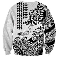Hawaiian Tribal Manta Ray Sweatshirt Kakau Tattoo and Polynesian Art Motif Pattern