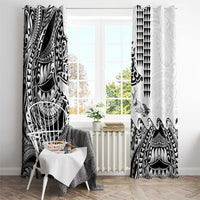Hawaiian Tribal Manta Ray Window Curtain Kakau Tattoo and Polynesian Art Motif Pattern