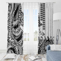 Hawaiian Tribal Manta Ray Window Curtain Kakau Tattoo and Polynesian Art Motif Pattern