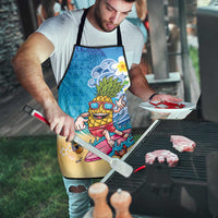 Hawaiian Funny Pineapple Surfing Apron Beach with Tribal Kakau and Plumeria