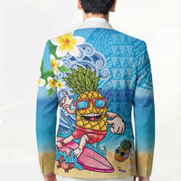 Hawaiian Funny Pineapple Surfing Blazer Beach with Tribal Kakau and Plumeria