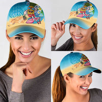 Hawaiian Funny Pineapple Surfing Classic Cap Beach with Tribal Kakau and Plumeria