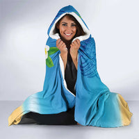 Hawaiian Funny Pineapple Surfing Hooded Blanket Beach with Tribal Kakau and Plumeria