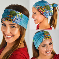 Hawaiian Funny Pineapple Surfing Neck Gaiter Beach with Tribal Kakau and Plumeria