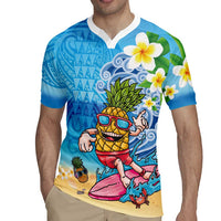 Hawaiian Funny Pineapple Surfing Rugby Jersey Beach with Tribal Kakau and Plumeria LT03 - Polynesian Pride