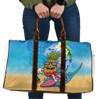 Hawaiian Funny Pineapple Surfing Travel Bag Beach with Tribal Kakau and Plumeria