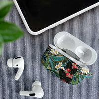 Hawaiian Taro Leaves and Ohia Lehua AirPods Case Polynesian Tribal Art Tropical Plants Motifs Colorful