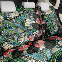Hawaiian Taro Leaves and Ohia Lehua Back Car Seat Cover Polynesian Tribal Art Tropical Plants Motifs Colorful