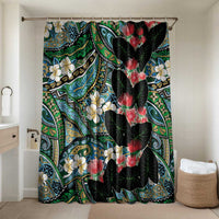 Hawaiian Taro Leaves and Ohia Lehua Bathroom Set Polynesian Tribal Art Tropical Plants Motifs Colorful