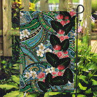 Hawaiian Taro Leaves and Ohia Lehua Garden Flag Polynesian Tribal Art Tropical Plants Motifs Colorful