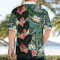 Hawaiian Taro Leaves and Ohia Lehua Hawaiian Shirt Polynesian Tribal Art Tropical Plants Motifs Colorful