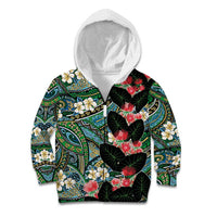 Hawaiian Taro Leaves and Ohia Lehua Kid Hoodie Polynesian Tribal Art Tropical Plants Motifs Colorful