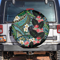 Hawaiian Taro Leaves and Ohia Lehua Spare Tire Cover Polynesian Tribal Art Tropical Plants Motifs Colorful