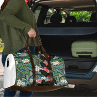 Hawaiian Taro Leaves and Ohia Lehua Travel Bag Polynesian Tribal Art Tropical Plants Motifs Colorful