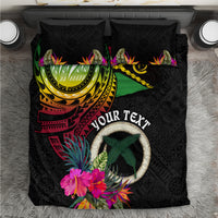 Personalised Vanuatu 44th Anniversary Bedding Set Boars Tusk Tugeta Yumi Selebretem Indipendens Dei LT03 Black - Polynesian Pride