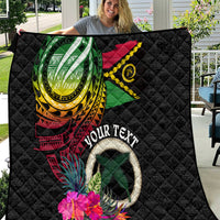 Personalised Vanuatu 44th Anniversary Quilt Boars Tusk Tugeta Yumi Selebretem Indipendens Dei LT03 Black - Polynesian Pride