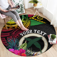 Personalised Vanuatu 44th Anniversary Round Carpet Boars Tusk Tugeta Yumi Selebretem Indipendens Dei LT03 - Polynesian Pride
