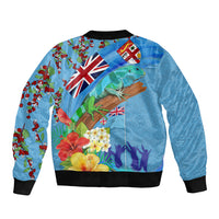 Fiji Day Bomber Jacket Tagimoucia Flower and Melanesia Pattern