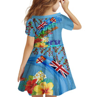 Fiji Day Kid Short Sleeve Dress Tagimoucia Flower and Melanesia Pattern