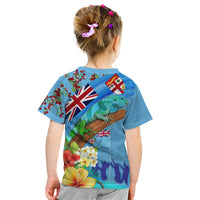 Fiji Day Kid T Shirt Tagimoucia Flower and Melanesia Pattern