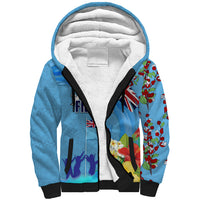 Fiji Day Sherpa Hoodie Tagimoucia Flower and Melanesia Pattern LT03 Unisex Blue - Polynesian Pride