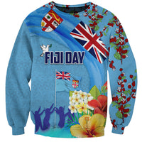 Fiji Day Sweatshirt Tagimoucia Flower and Melanesia Pattern LT03 Unisex Blue - Polynesian Pride