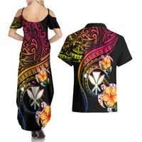 Polynesia Hawaii Turtle Day Couples Matching Summer Maxi Dress and Hawaiian Shirt Hibiscus and Kanaka Maoli LT03 - Polynesian Pride