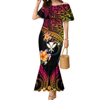 Polynesia Hawaii Turtle Day Mermaid Dress Hibiscus and Kanaka Maoli LT03 Women Black - Polynesian Pride