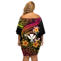 Polynesia Hawaii Turtle Day Off Shoulder Short Dress Hibiscus and Kanaka Maoli LT03 - Polynesian Pride