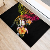 Polynesia Hawaii Turtle Day Rubber Doormat Hibiscus and Kanaka Maoli