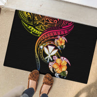 Polynesia Hawaii Turtle Day Rubber Doormat Hibiscus and Kanaka Maoli