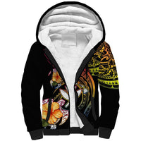 Polynesia Hawaii Turtle Day Sherpa Hoodie Hibiscus and Kanaka Maoli LT03 Unisex Black - Polynesian Pride