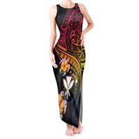 Polynesia Hawaii Turtle Day Tank Maxi Dress Hibiscus and Kanaka Maoli LT03 Women Black - Polynesian Pride