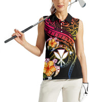 Polynesia Hawaii Turtle Day Women Sleeveless Polo Shirt Hibiscus and Kanaka Maoli