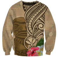 Hawaii Kanaloa Tiki Sweatshirt Polynesian Tattoo and Tapa Pattern