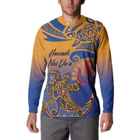 Hawaiki Nui Va'a Solo French Polynesia Button Sweatshirt Sunset Color
