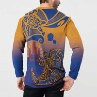 Hawaiki Nui Va'a Solo French Polynesia Button Sweatshirt Sunset Color