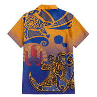 Hawaiki Nui Va'a Solo French Polynesia Family Matching Mermaid Dress and Hawaiian Shirt Sunset Color