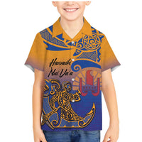 Hawaiki Nui Va'a Solo French Polynesia Family Matching Mermaid Dress and Hawaiian Shirt Sunset Color