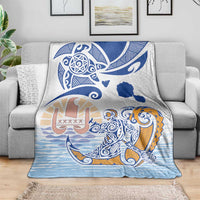 Hawaiki Nui Va'a Solo French Polynesia Blanket Blue Color