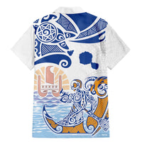 Hawaiki Nui Va'a Solo French Polynesia Family Matching Mermaid Dress and Hawaiian Shirt Blue Color