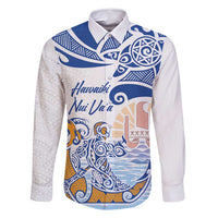 Hawaiki Nui Va'a Solo French Polynesia Family Matching Mermaid Dress and Hawaiian Shirt Blue Color